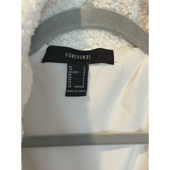 Women’s White Teddy Jacket Sherpa Faux Fur Coat Button Up Drawstring Puffer Sz L - Picture 4 of 6